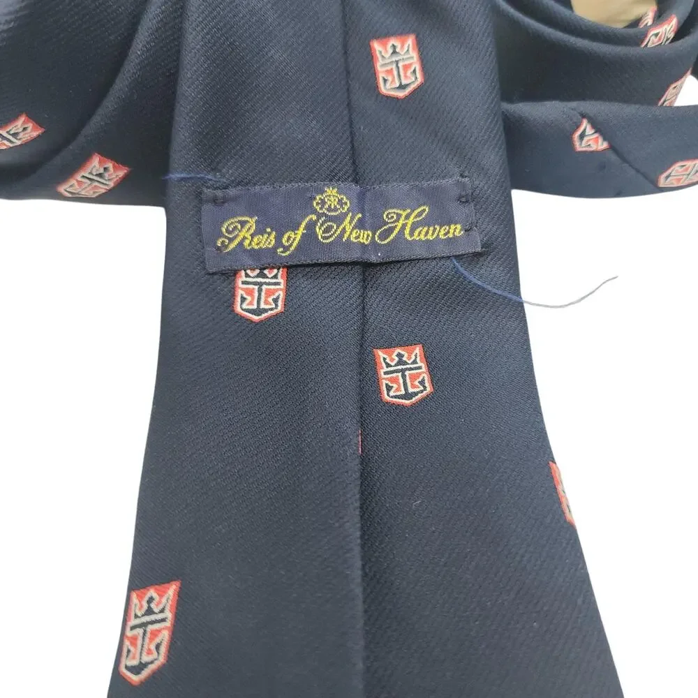 Reis Of New Haven Tie Mens Blue Logo Geometric Classic Necktie One Size
